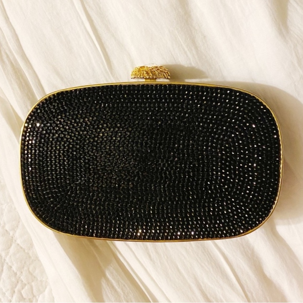 Judith Leiber black crystal clutch